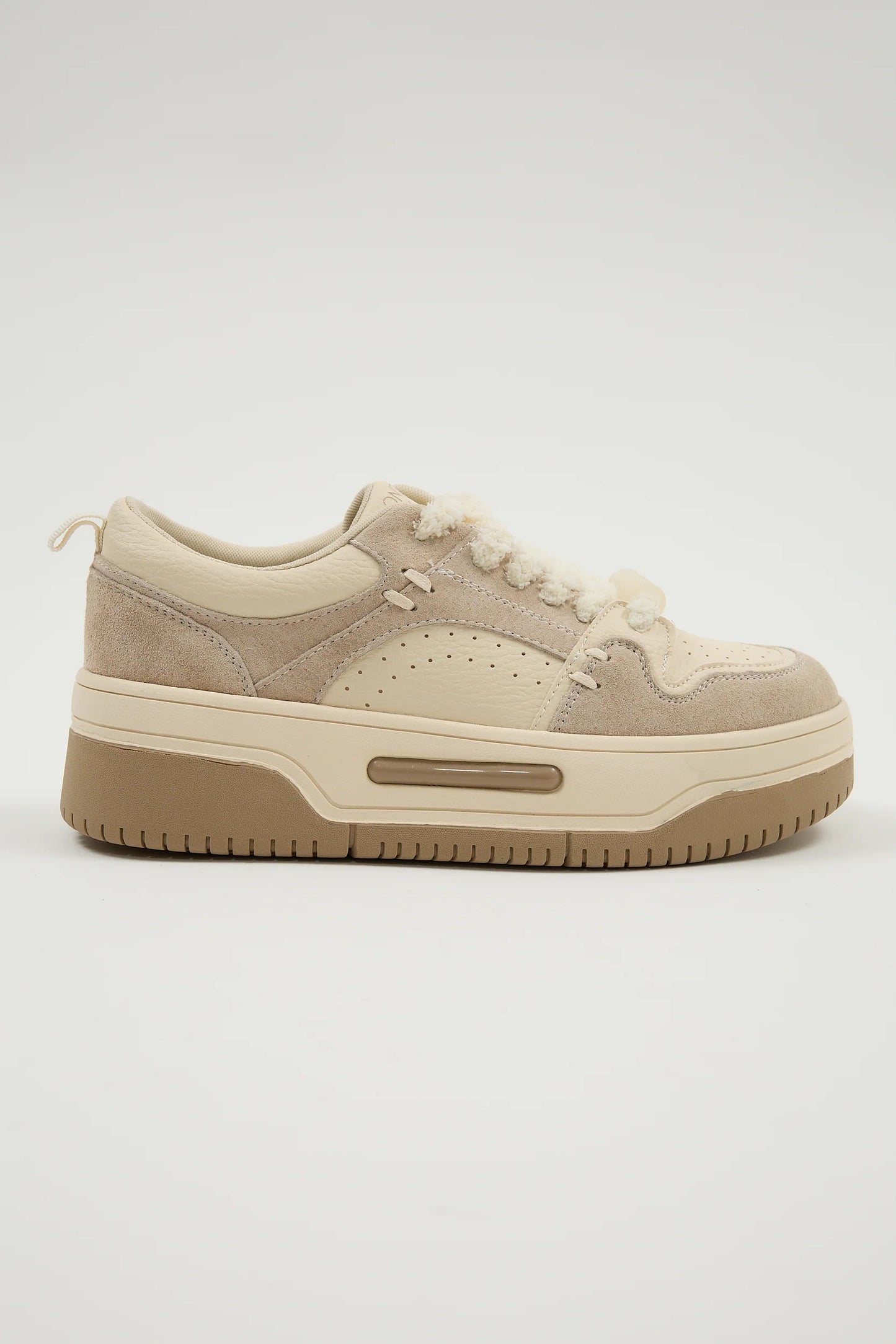 Chunky Neutral Tone Lace-Up Comfortable Sneakers