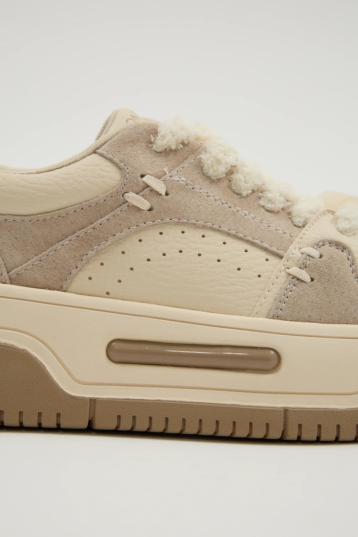 Chunky Neutral Tone Lace-Up Comfortable Sneakers