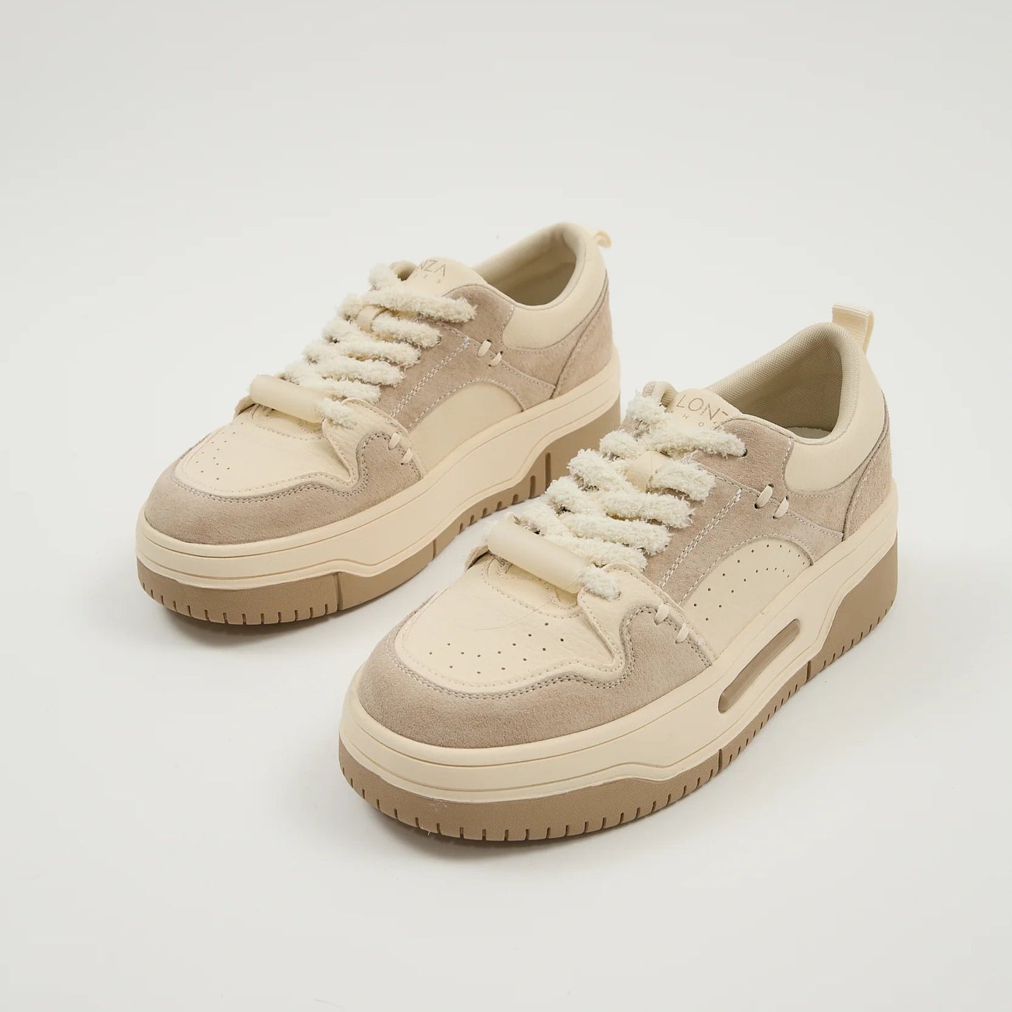 Chunky Neutral Tone Lace-Up Comfortable Sneakers