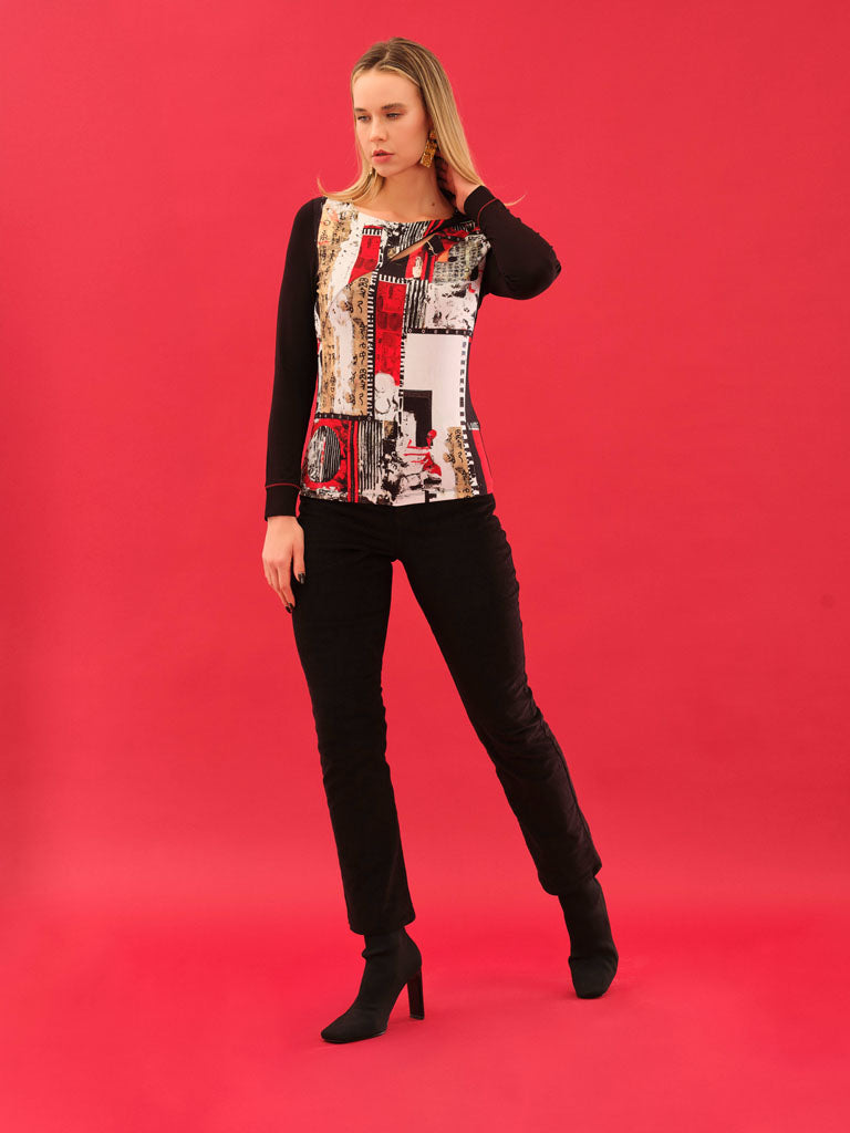 Cut-Out Abstract Patchwork Top