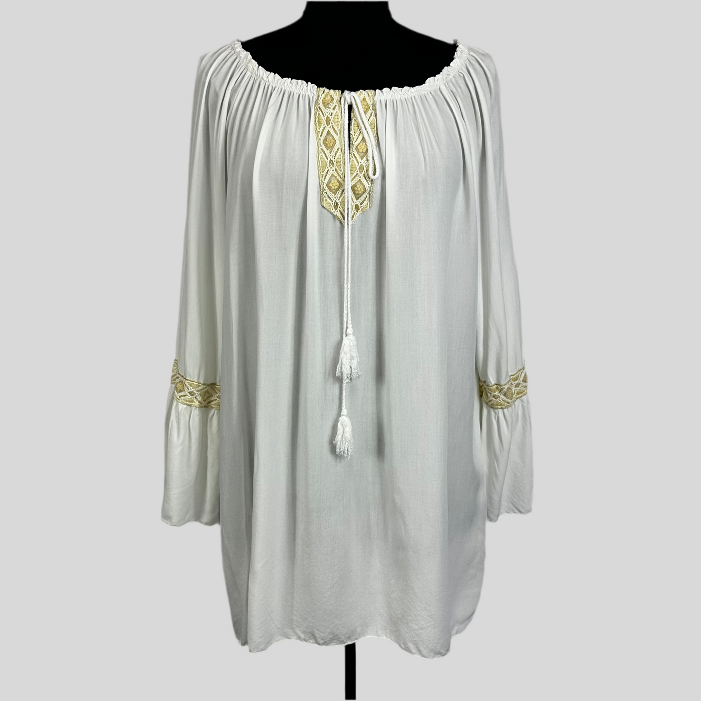 Gold Embroidered Italian Peasant Top