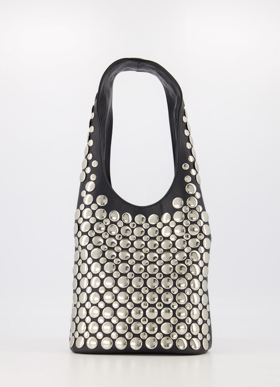 Studded Leather Statement Shoulder Bag