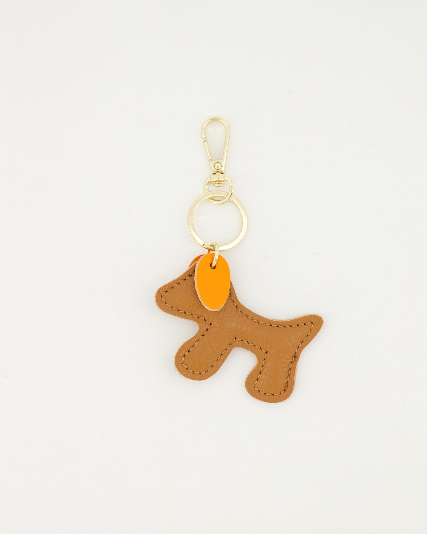 Leather Dog-Shaped Keychain with Gold Clip