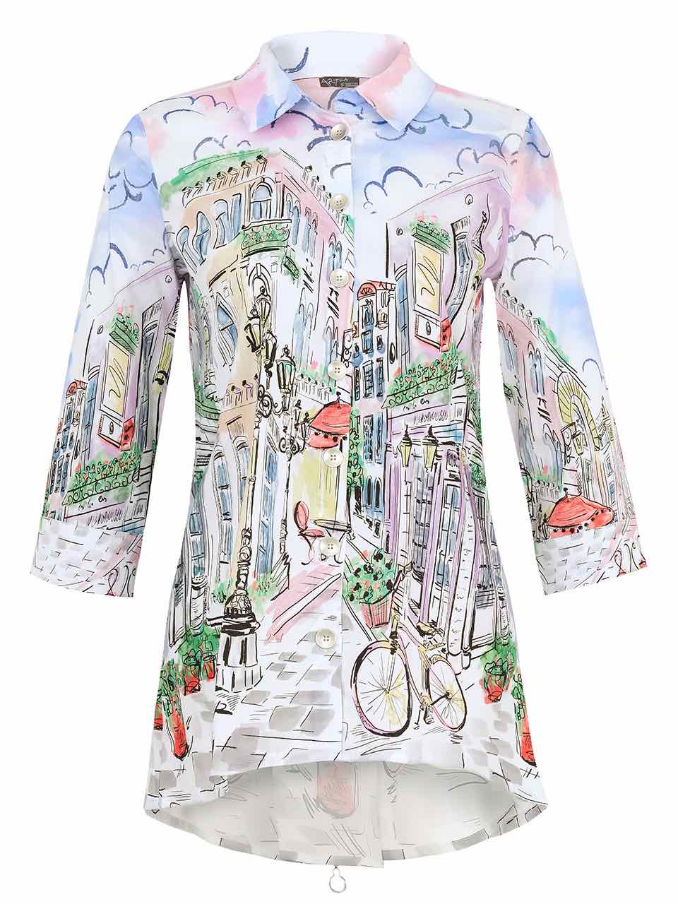 Art Inspired Back Zipper Stretch Shirt