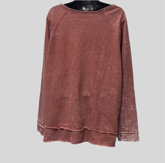 Raw Edge Burn Out Tunic Knit Top