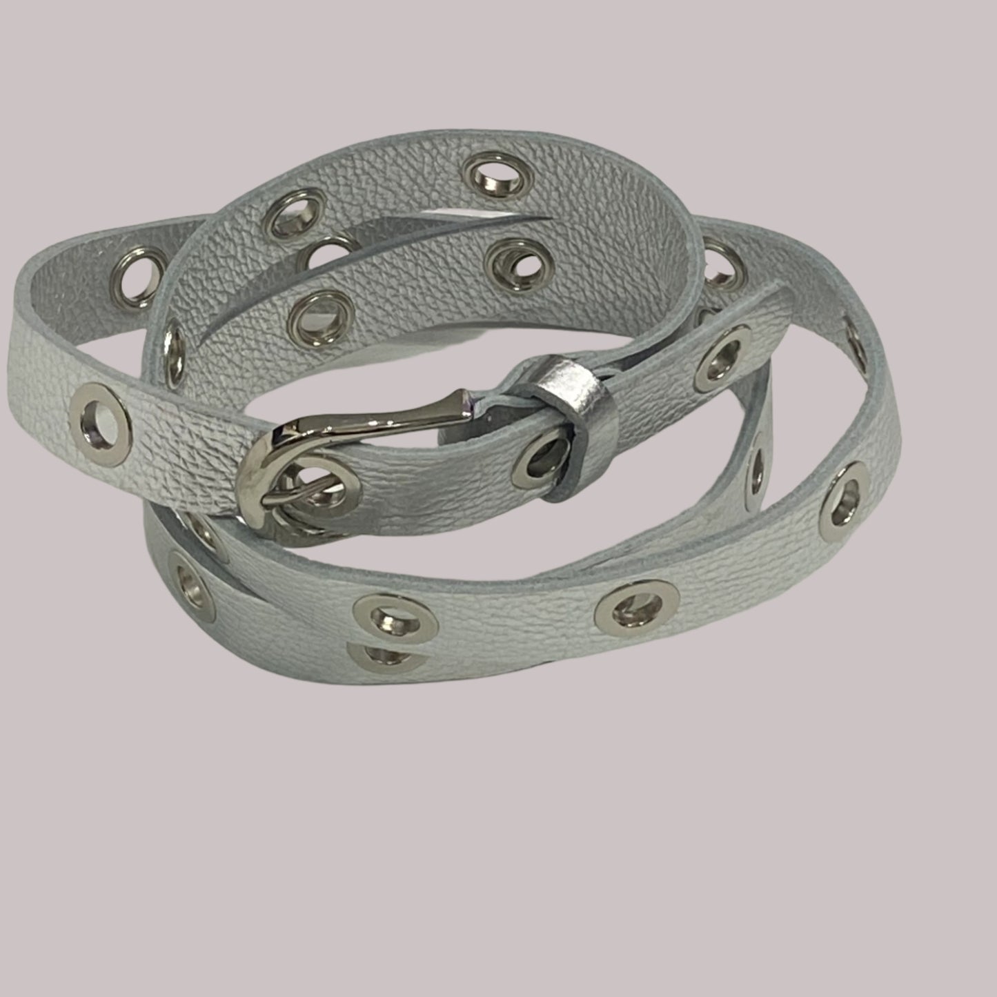 Metallic Italian Leather Adjustable Belt