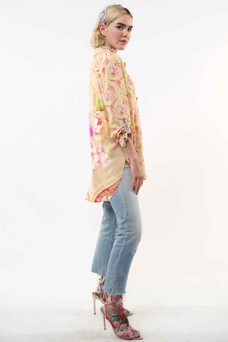 Golden Floral Embellished Shirt