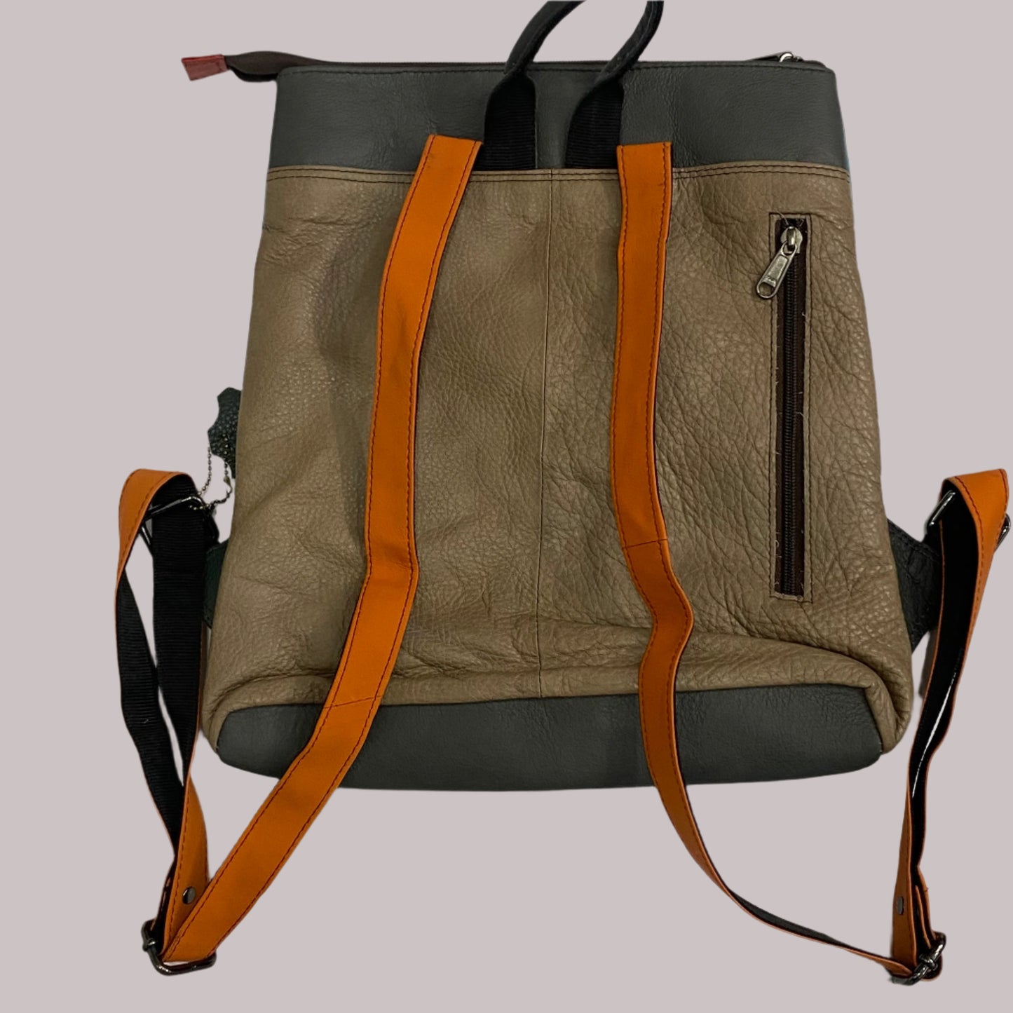 Textured Leather Backpack Purse