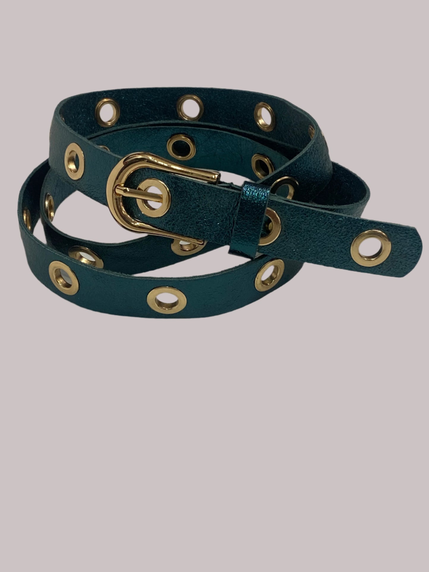 Metallic Italian Leather Adjustable Belt