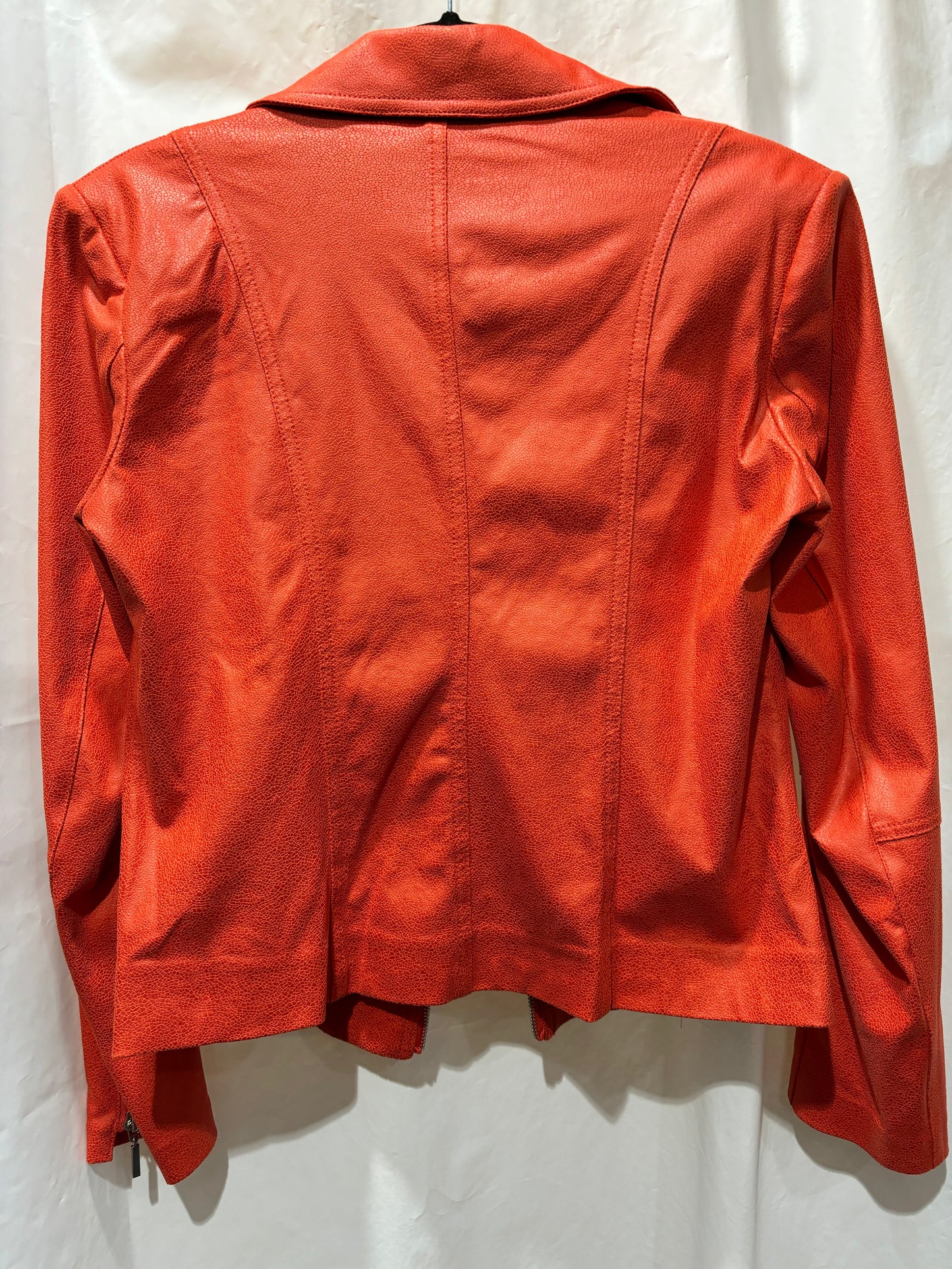 Vegan Leather Jacket with Belt Trim