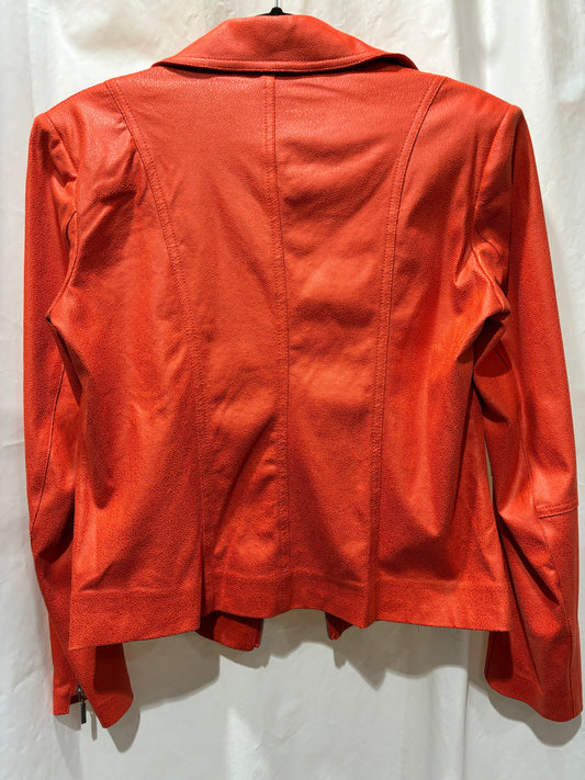 Vegan Leather Jacket with Belt Trim