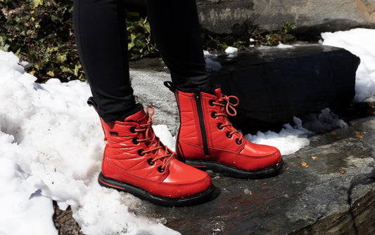 Red Patent Quilted Women's Winter Boots