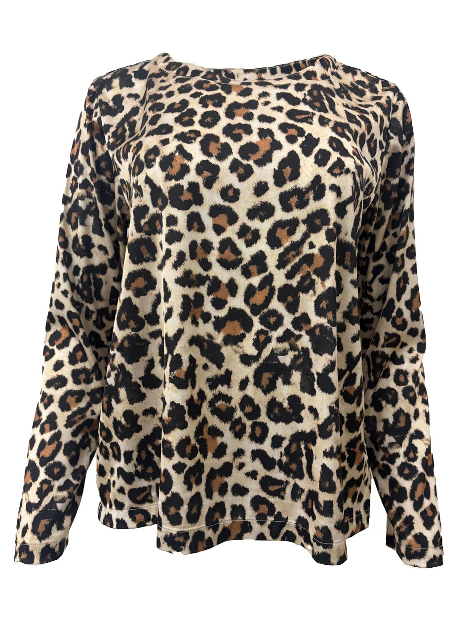 Leopard Print Satin Scoopneck Tee