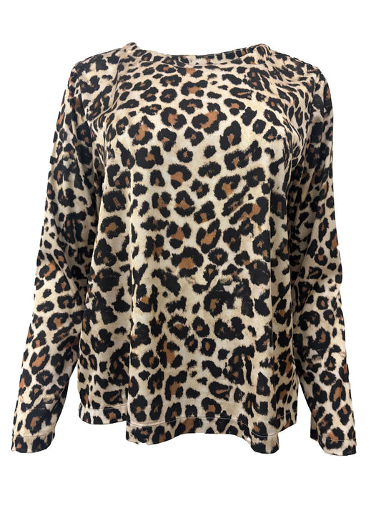 Leopard Print Satin Scoopneck Tee