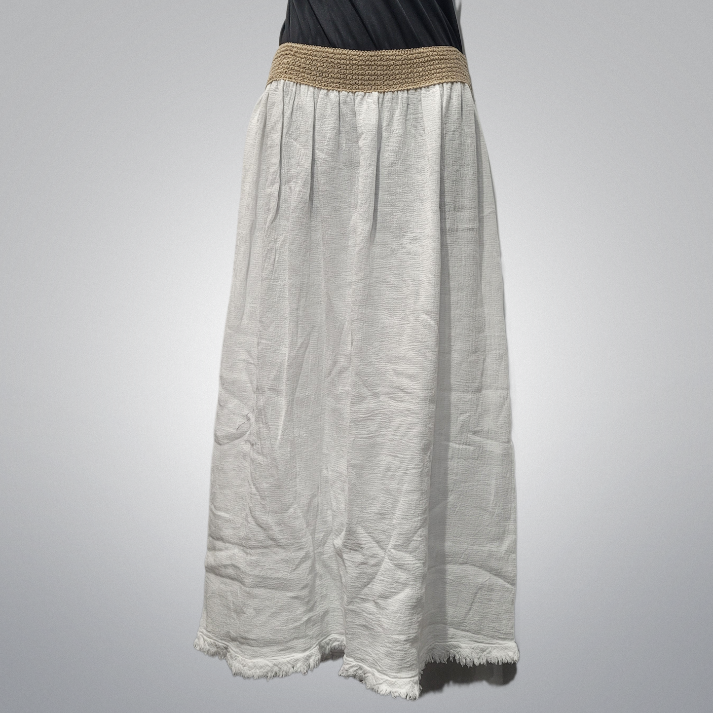 Italian Linen Skirt With Knit Border