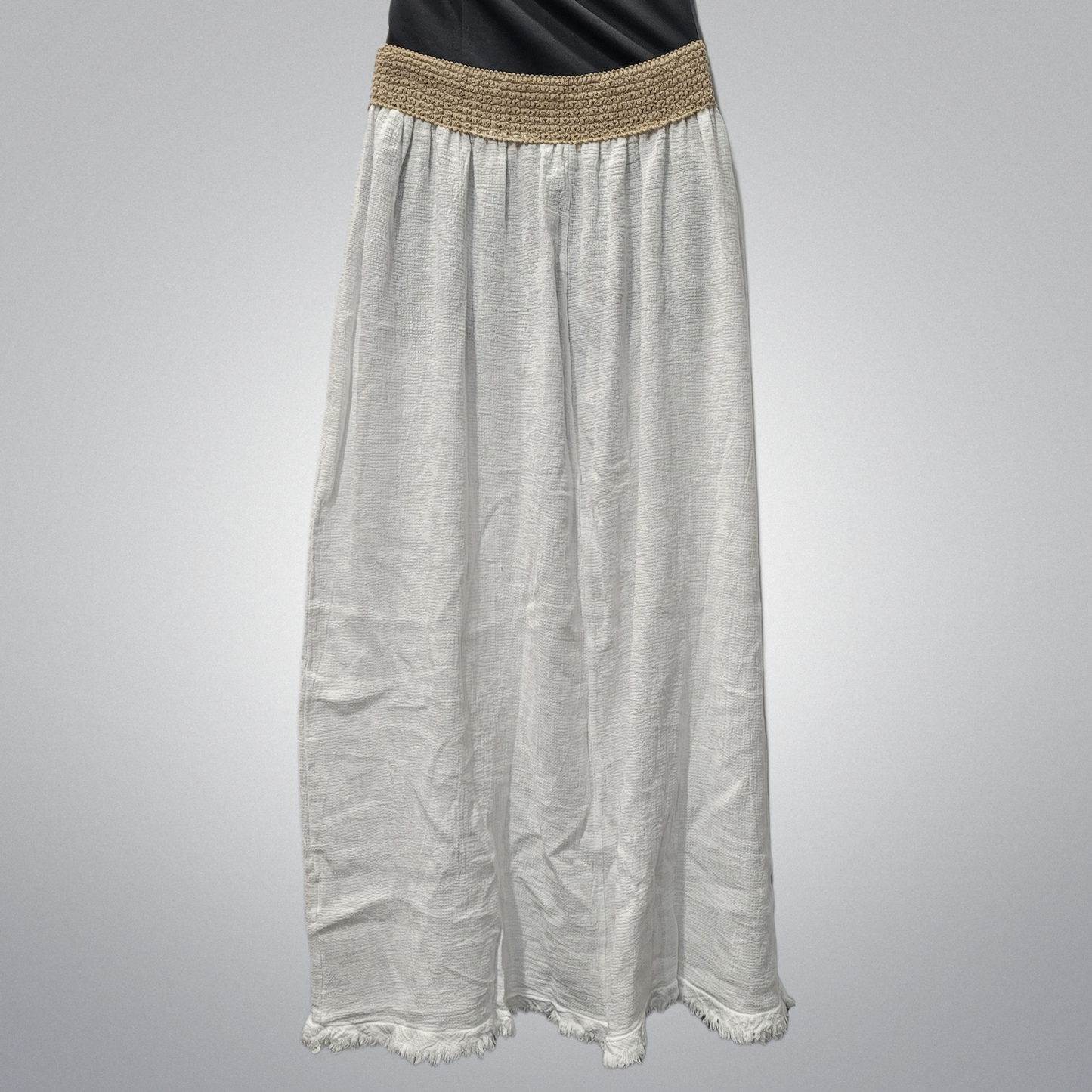 Italian Linen Skirt With Knit Border