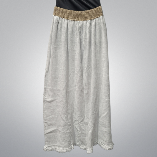 Italian Linen Skirt With Knit Border
