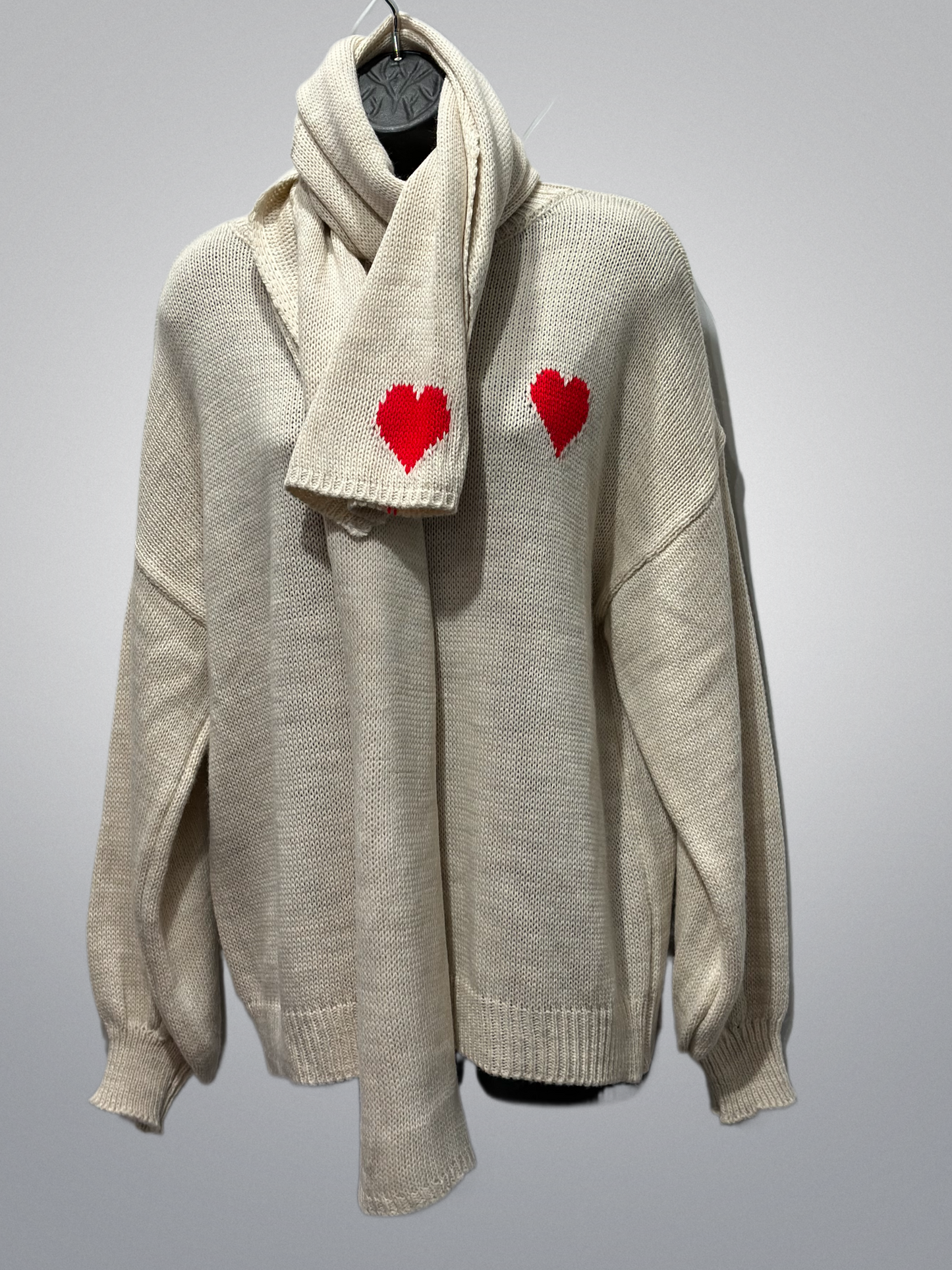 Italian Heart Sweater With Matching Neck Scarf