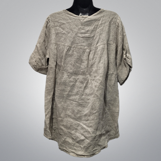 Linen Top With Rolled Sleeves
