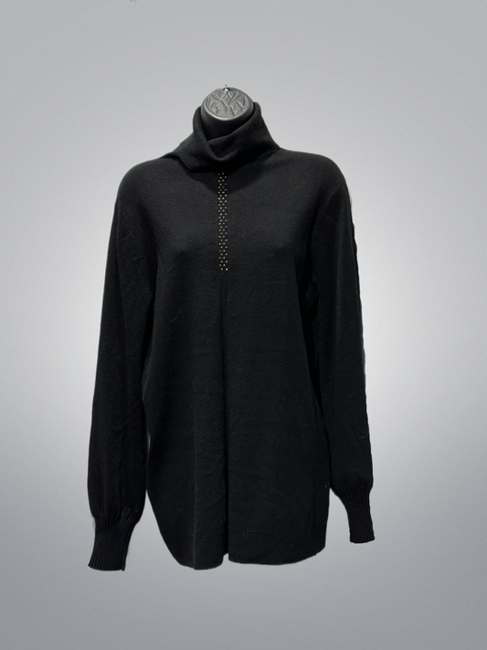 Soft Turtleneck Sweater with Front Bling