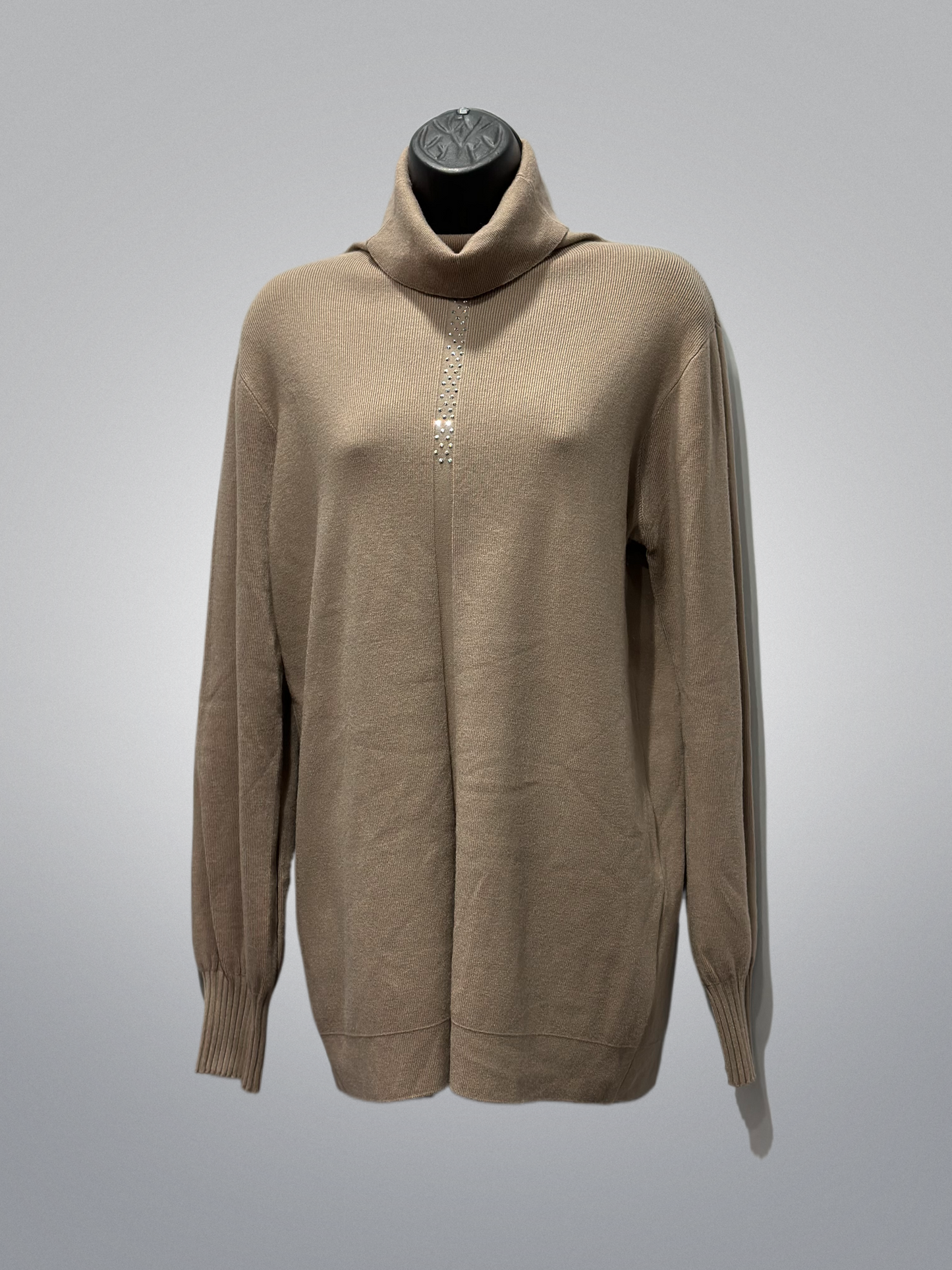 Soft Turtleneck Sweater with Front Bling