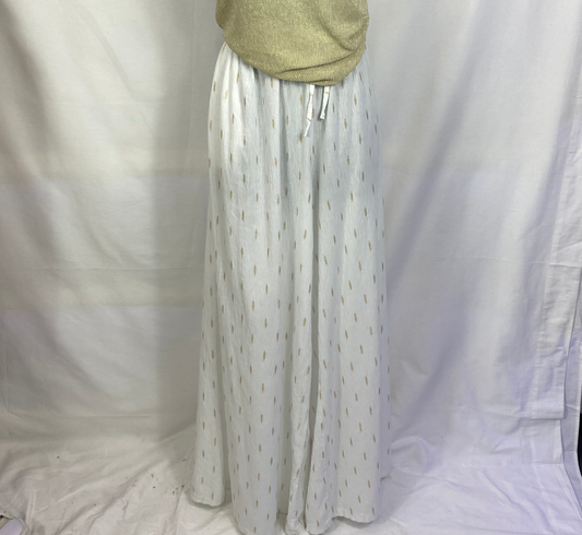 White Cotton Pants With Gold Accents