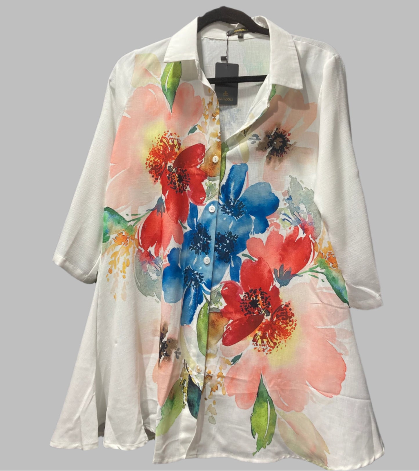 White Shirt With Watercolor Floral Design