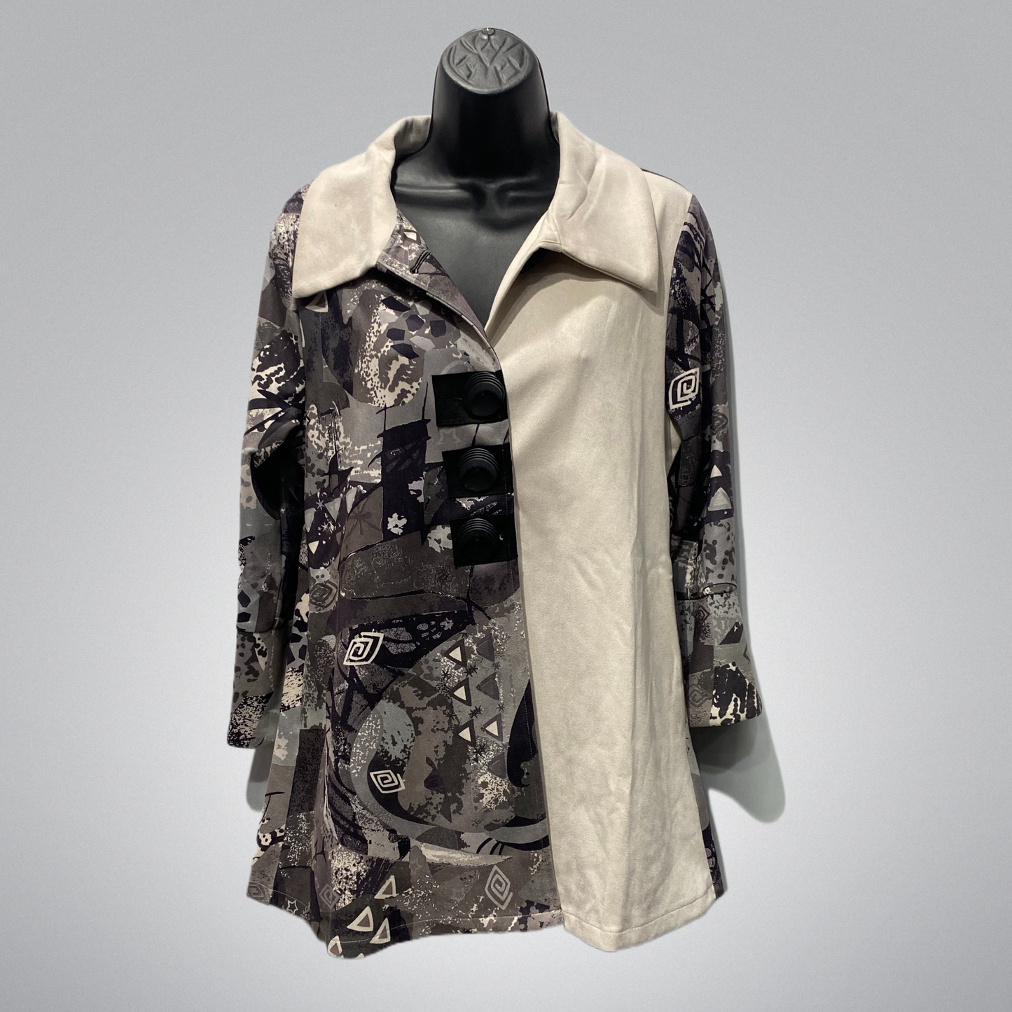 Printed Coat With Solid Side