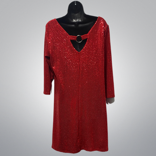Italian Sequin 3/4 Sleeve Dress with Embellished Back (in 4 colors)