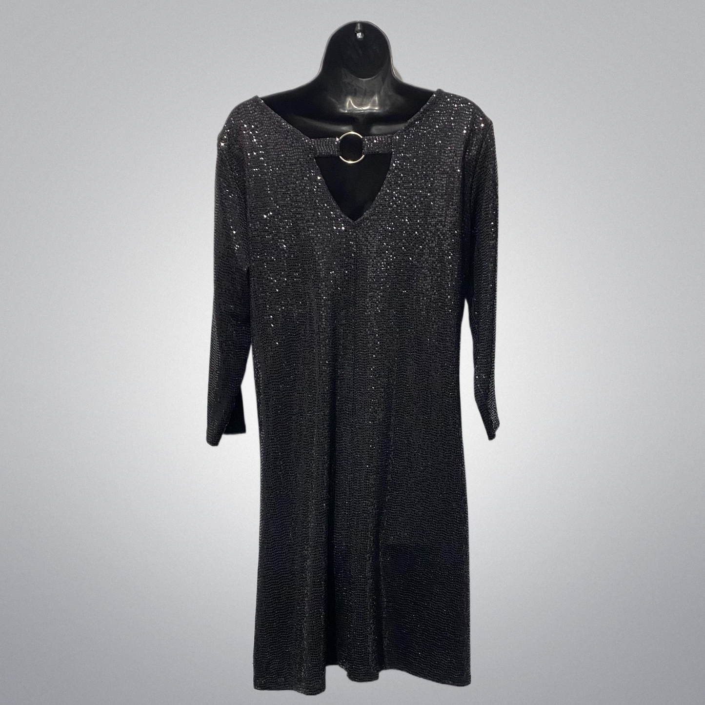 Italian Sequin 3/4 Sleeve Dress with Embellished Back (in 4 colors)