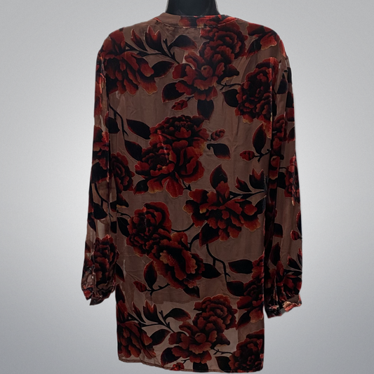 Burgundy Floral Velvet Shirt