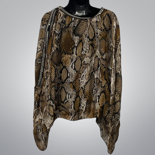 Snakeskin Top With Sequined Collar