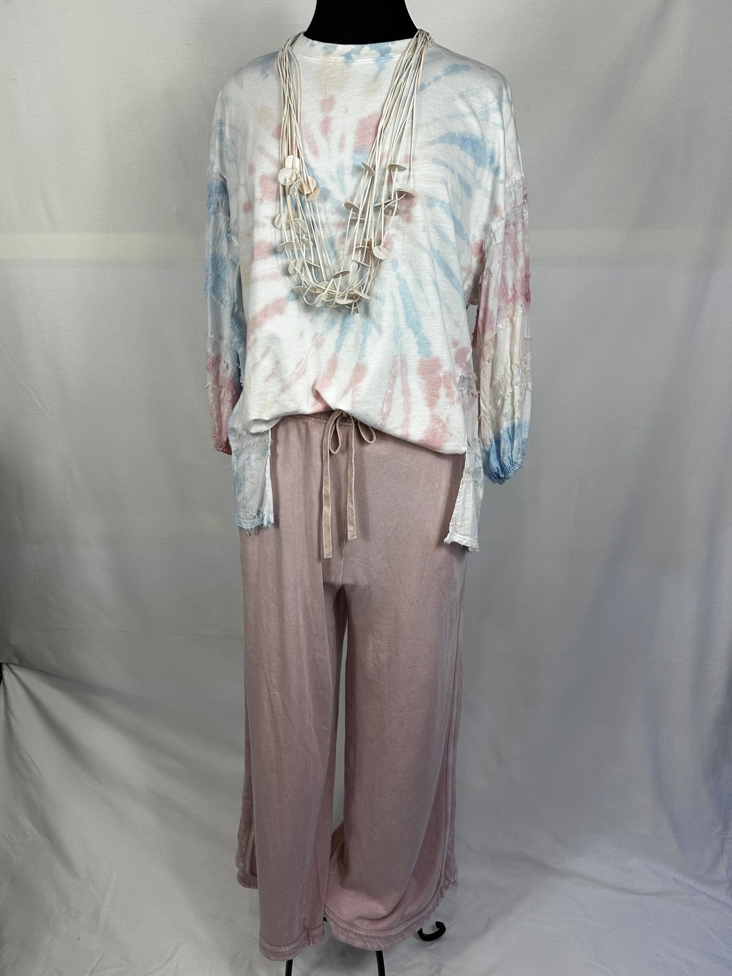 Tie-Dye Puffed Sleeve Light Sweatshirt