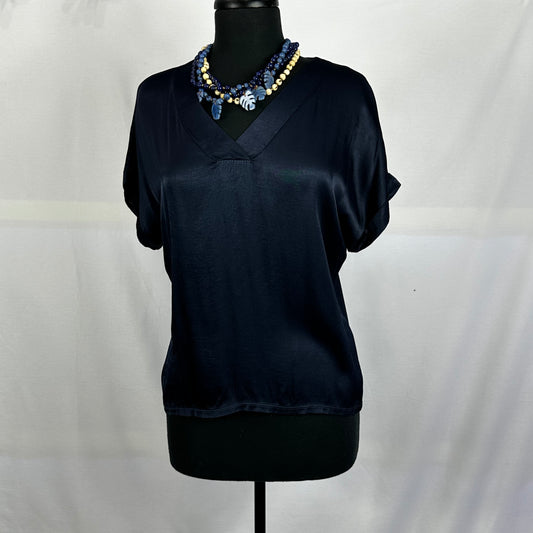 Italian V-Neck Top With Front Satin Finish (in 3 colors)
