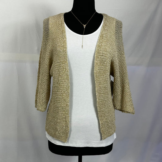 Gold Open Front Crochet Cardigan