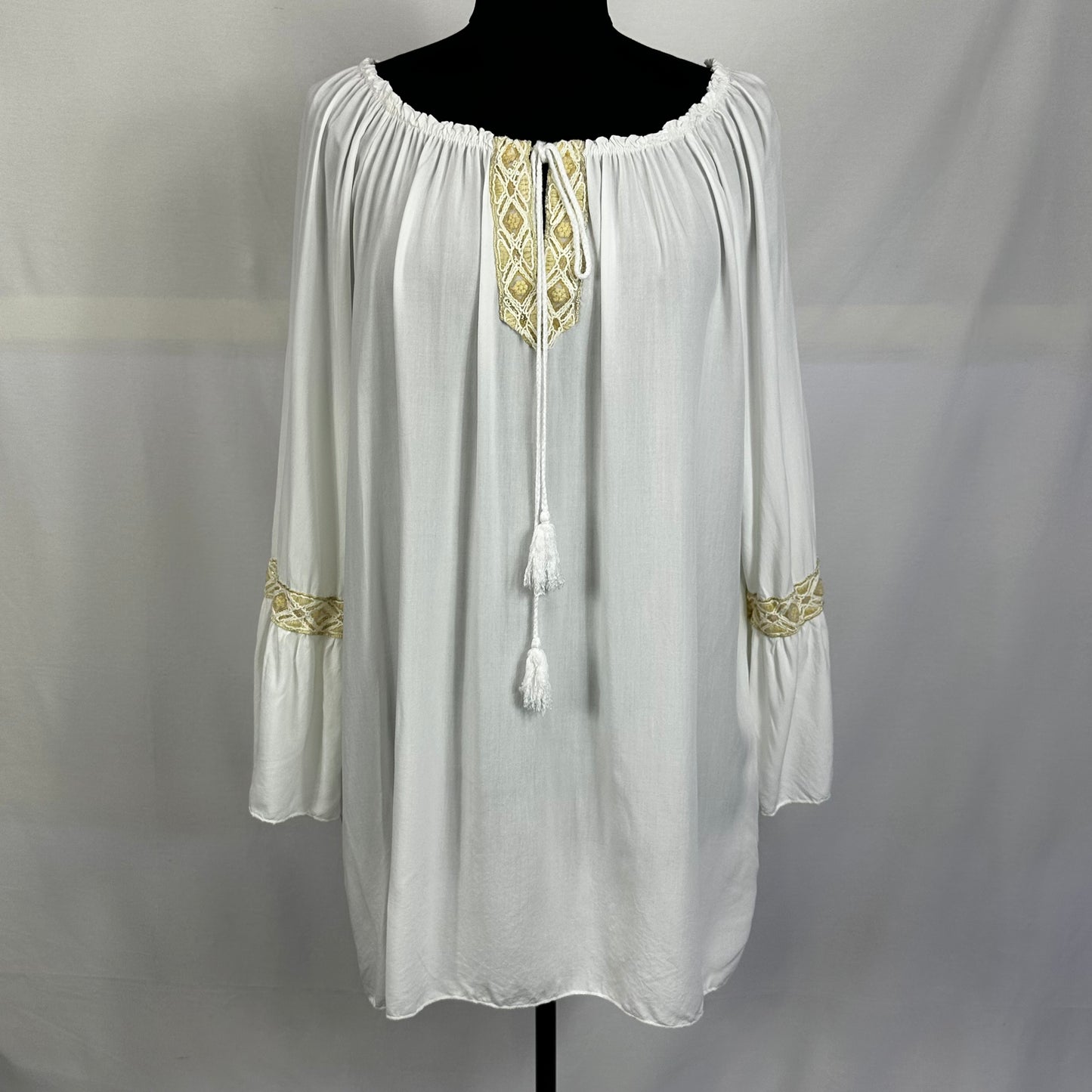 Gold Embroidered Italian Peasant Top