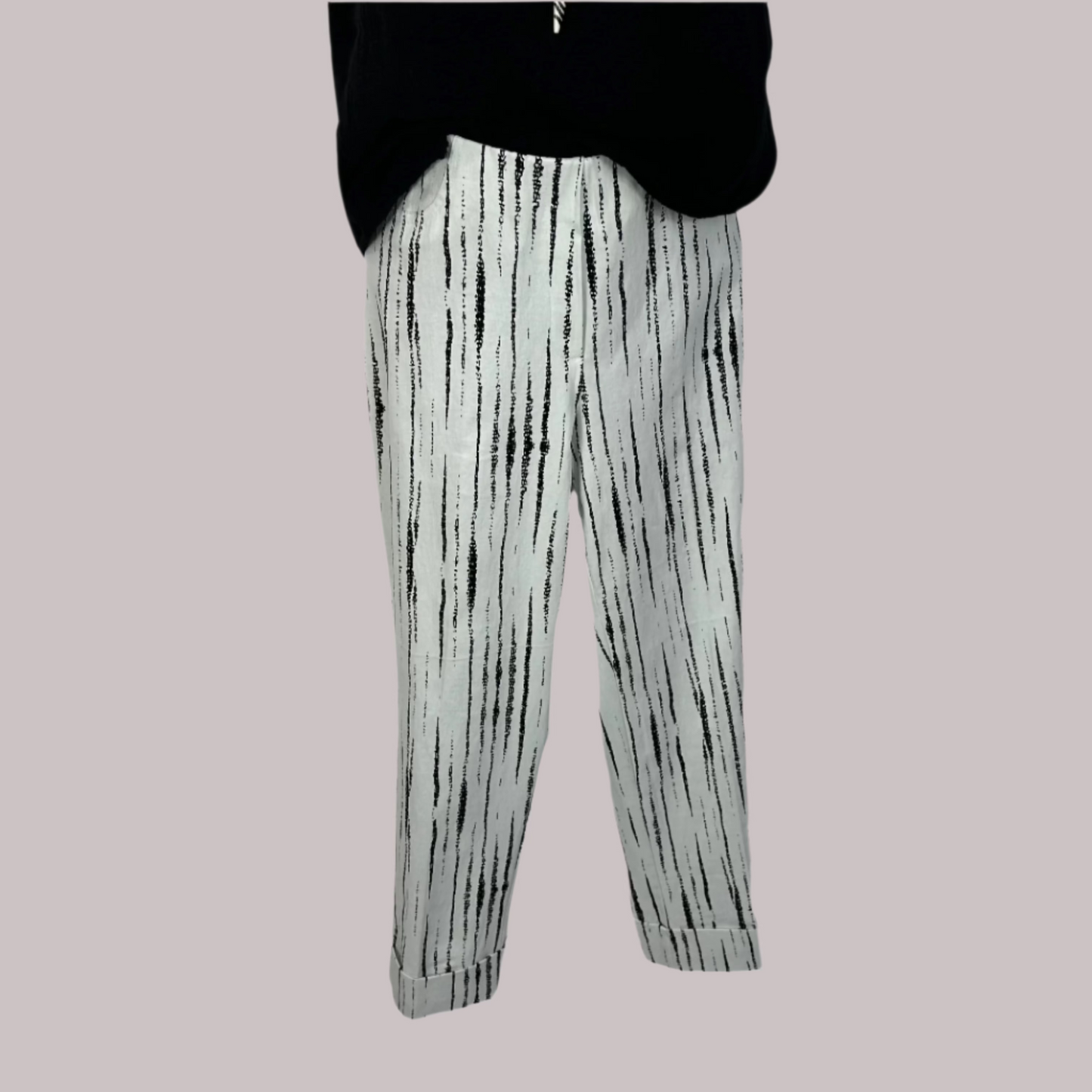 Striped Cuffed Stretch Capris
