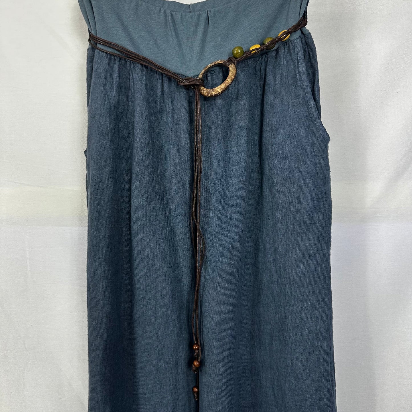 Belted Italian Linen Wide Leg Pants