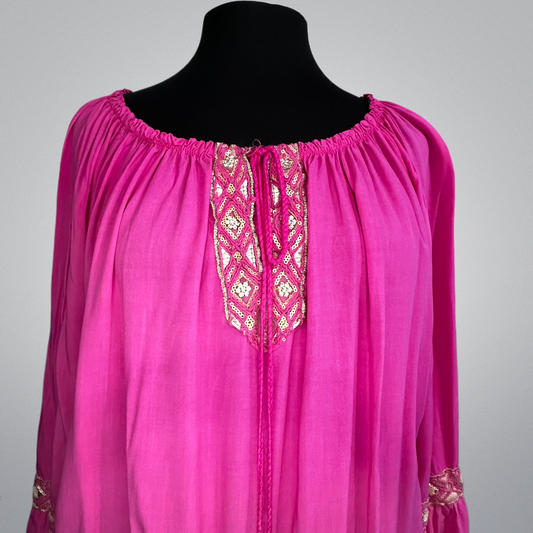 Gold Embroidered Italian Peasant Top