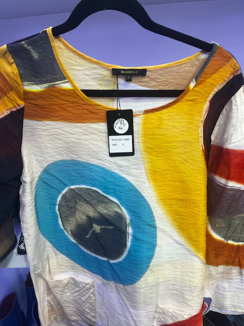 Tunic Top With Multi-Colored Design