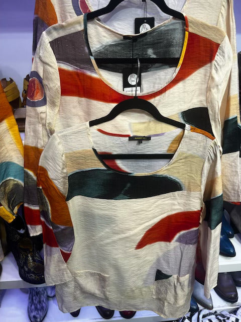 Tunic Top With Multi-Colored Design