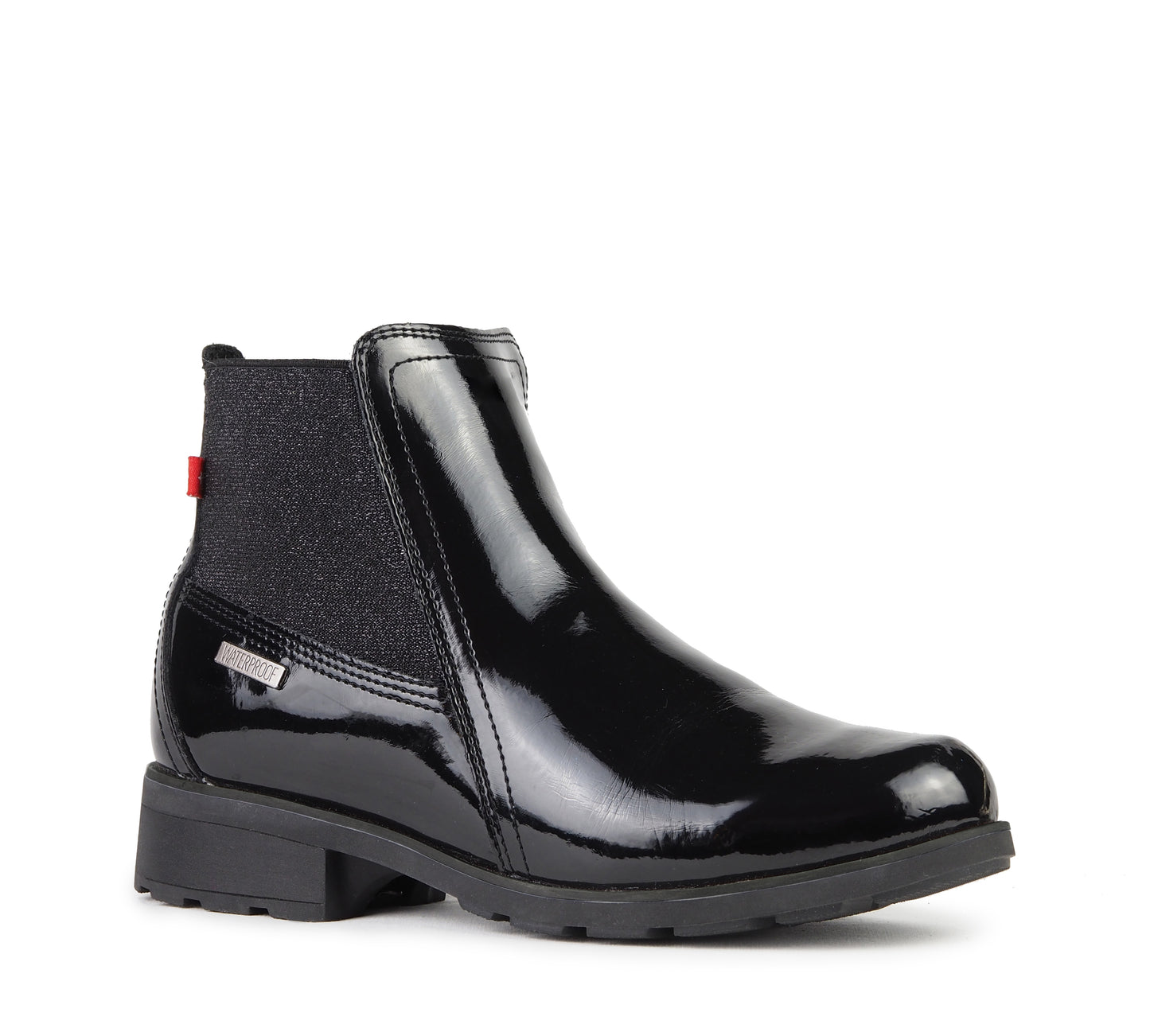 Black Patent Chelsea Zip Women's Winter Boots