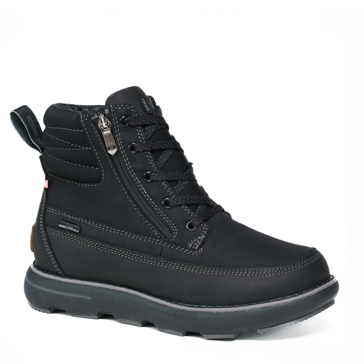 Double Zipper Black Leather Winter Boots (Women Sizing)