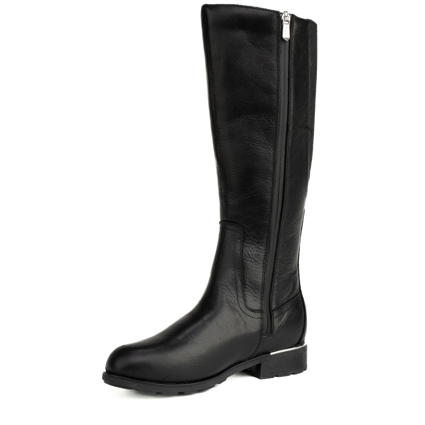 Tall Black Leather Sleek Winter Boots w/Safety Features