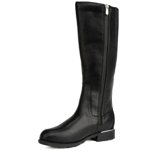 Tall Black Leather Dress Winter Boots w/Safety Features