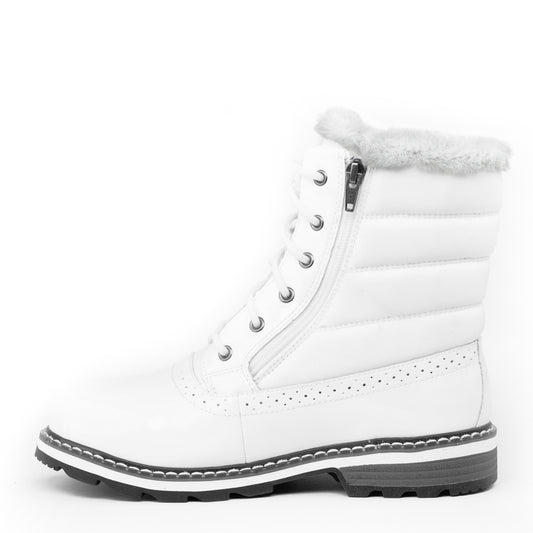 White Patent Leather Women's Winter Boots