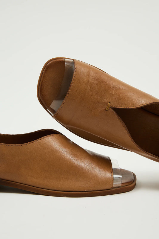 Slip On Peep-Toe Handcrafted Leather Flats