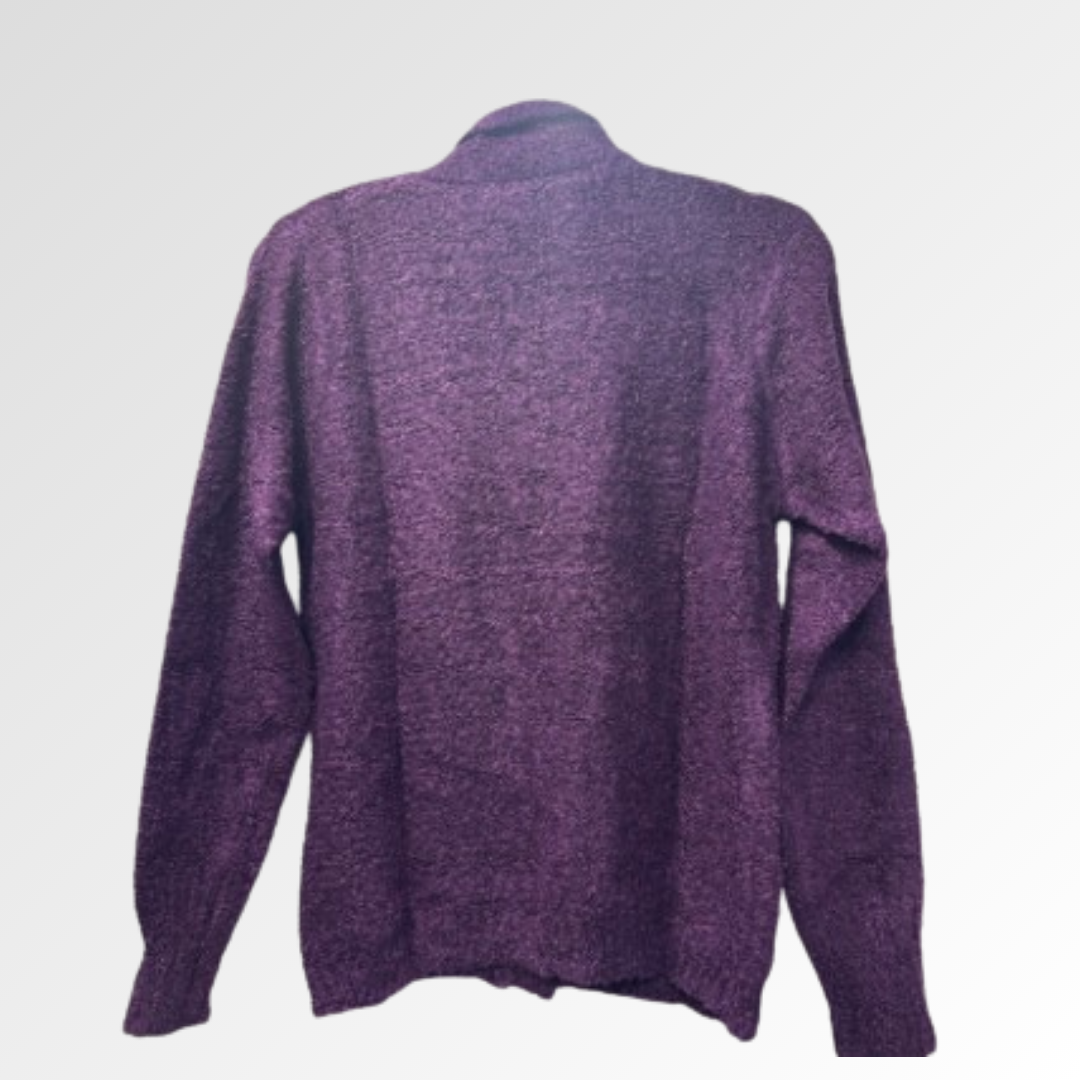 Plum Collared Button-Front Sweater