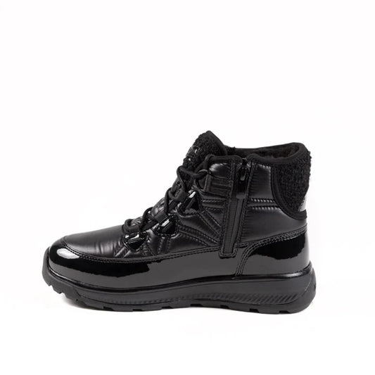 Black Patent Wide Cut Women's Winter Boots
