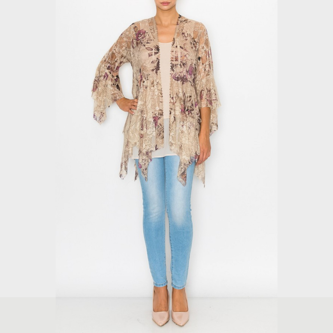 Vintage Rose Lace Cascaded Cardigan